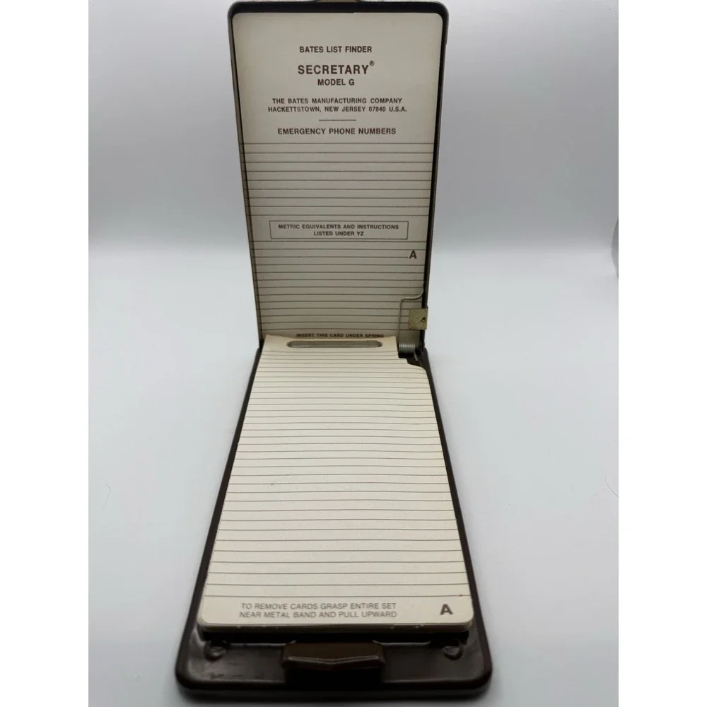 Vtg Bates List Finder Secretary Model G Metal Address Book 1960's. Sheets unused
